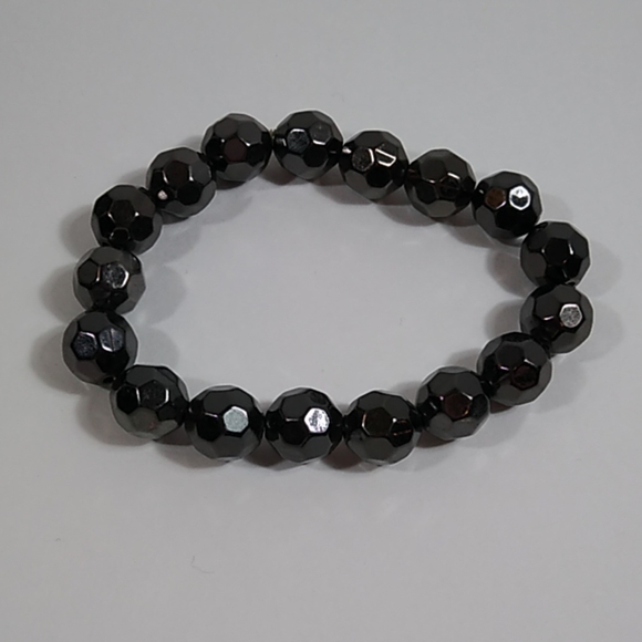 Bracelet Black Metallic Stretch Handmade - Picture 3 of 4